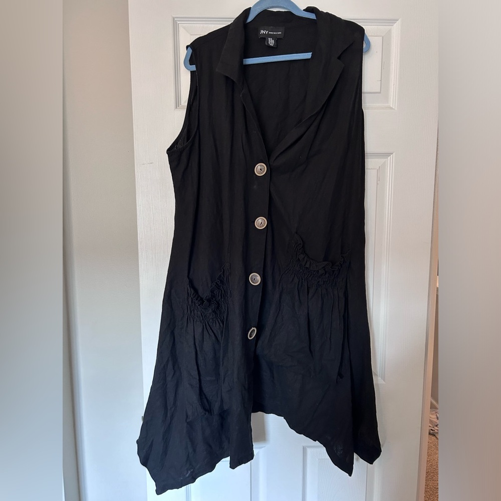 Jones New York Black Button  Cotton Blend Tunic
